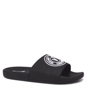 Versace Jeans Couture Mens Black Logo-Motif Slide Sandals